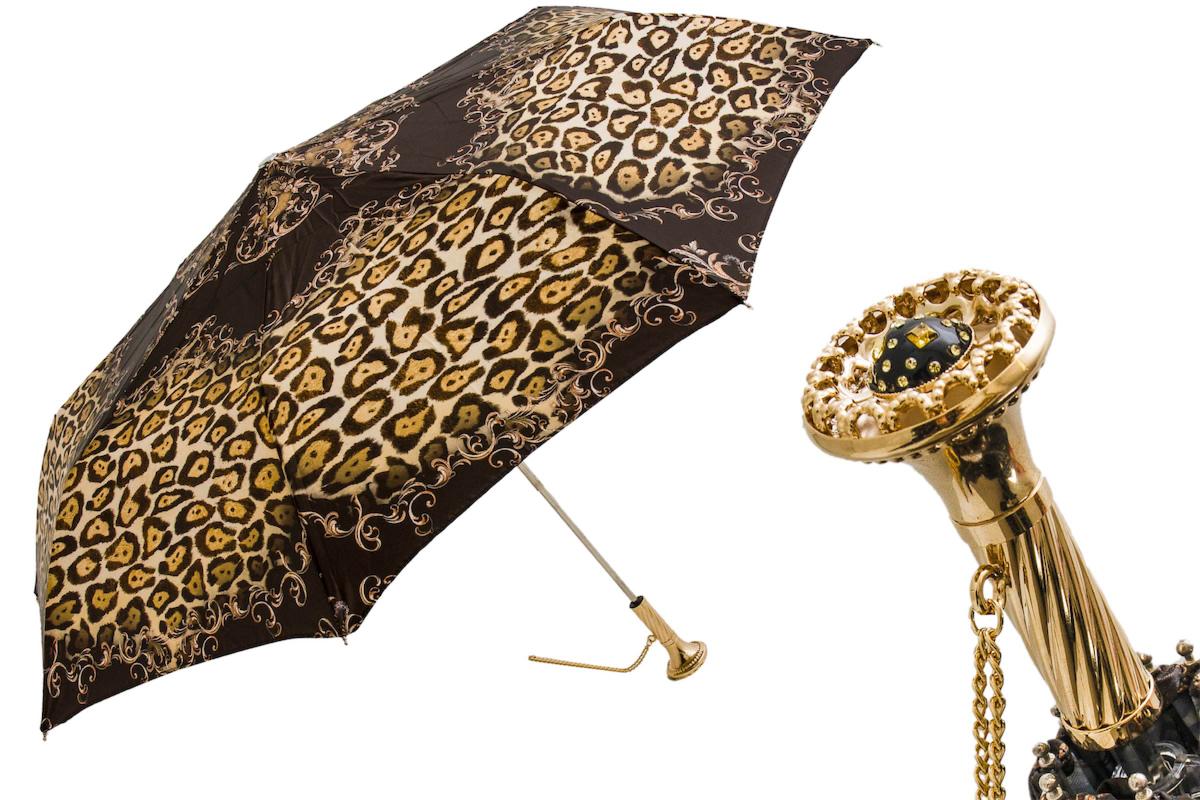 257 5A143-1 P41 - Cheetah Print Folding Umbrella